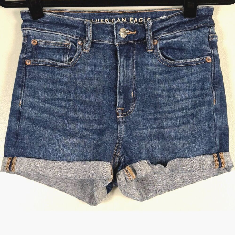 American Eagle Shorts Womens 2 Blue Next Level Stretch Cuffed Denim